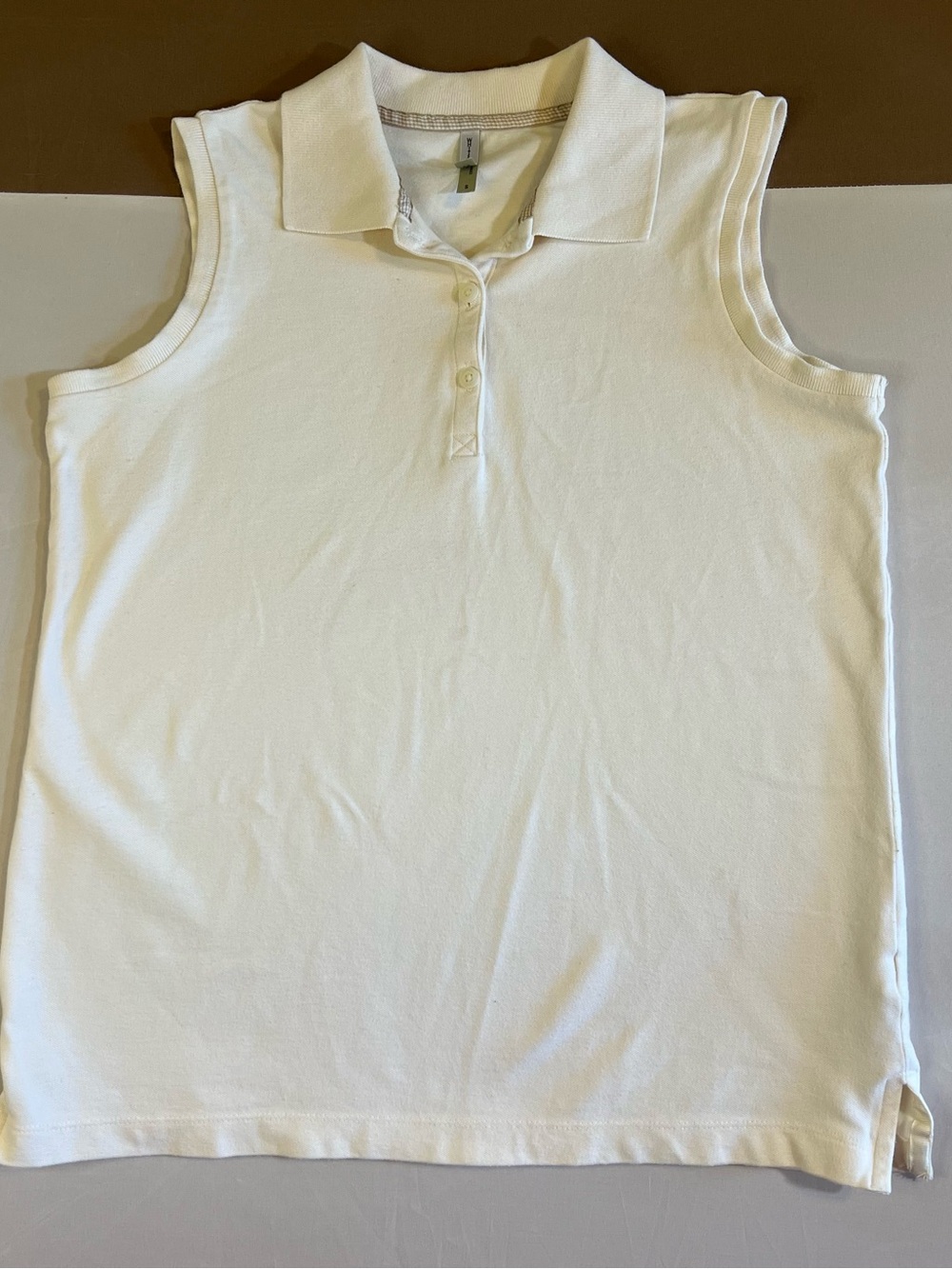 White Stag Cream and Tan Sleeveless Polo Top